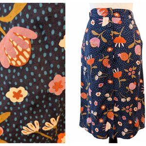Modcloth x Princess Highway Womens Sz 8 Blue Floral Berry Buttons Pockets Skirt